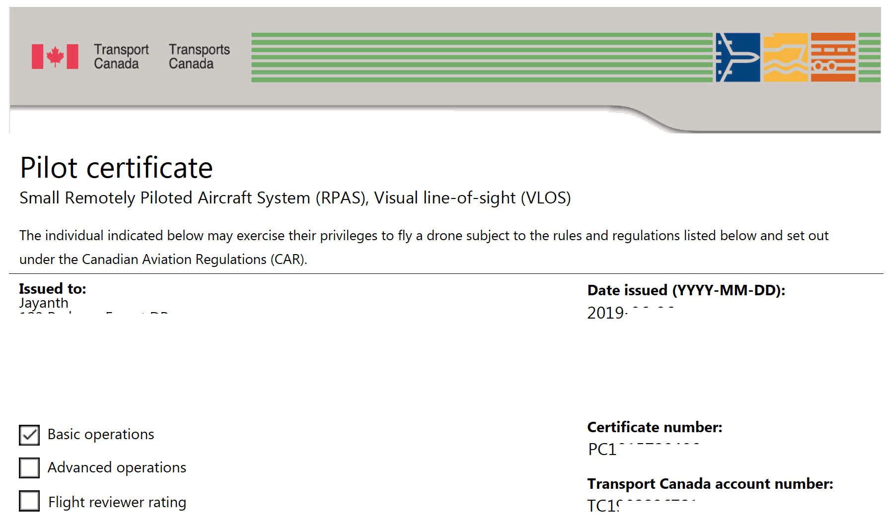 basic license required to fly a drone in Canada